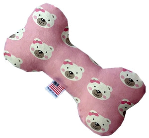 Pink Bears and Bows 6 inch Canvas Bone Dog Toy