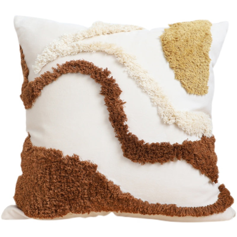 Contrasting Color Art Tufted Pillow Pillow