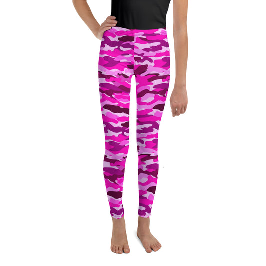 Youth Leggings - Bright Pink Camouflage