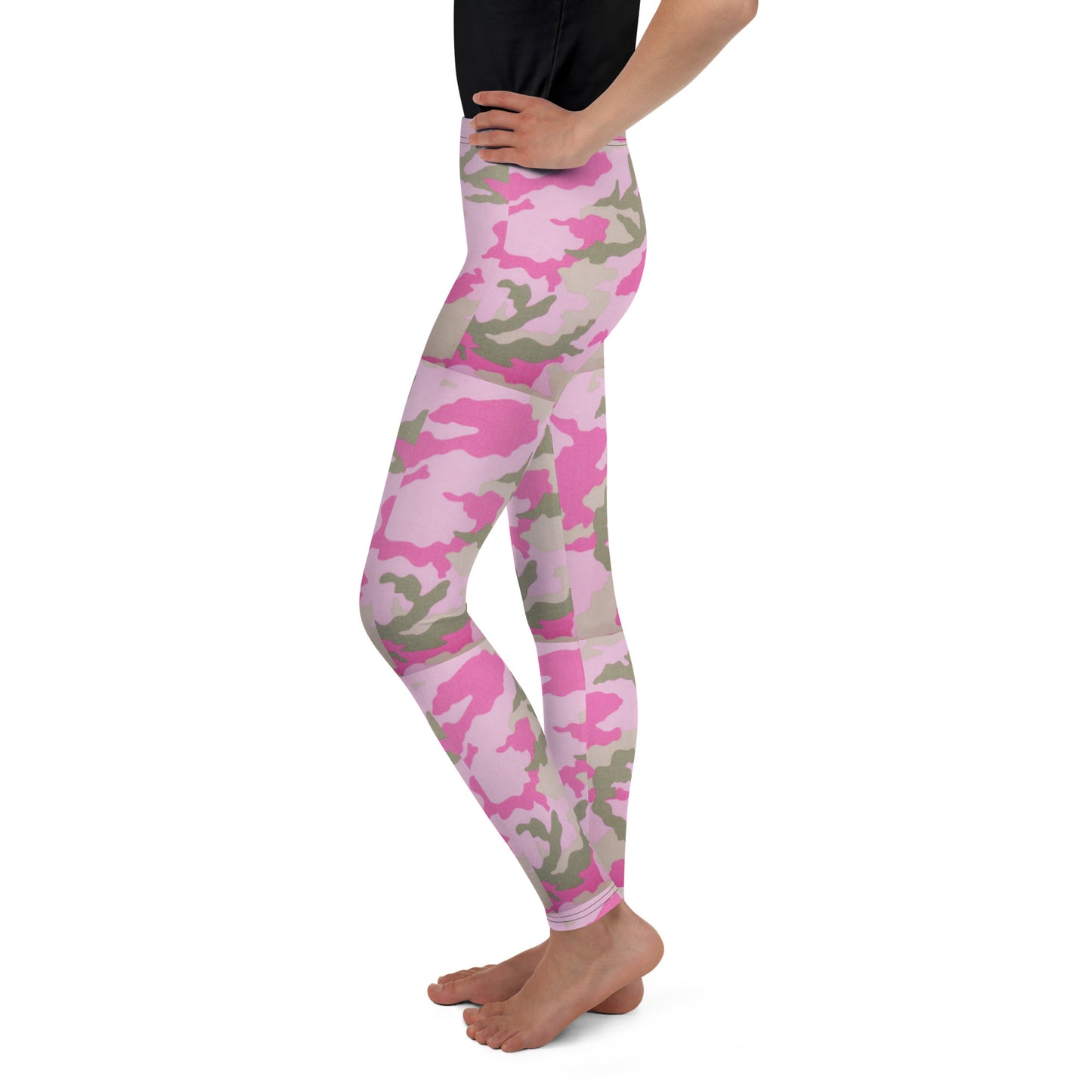 Youth Leggings - Pink Green Camouflage