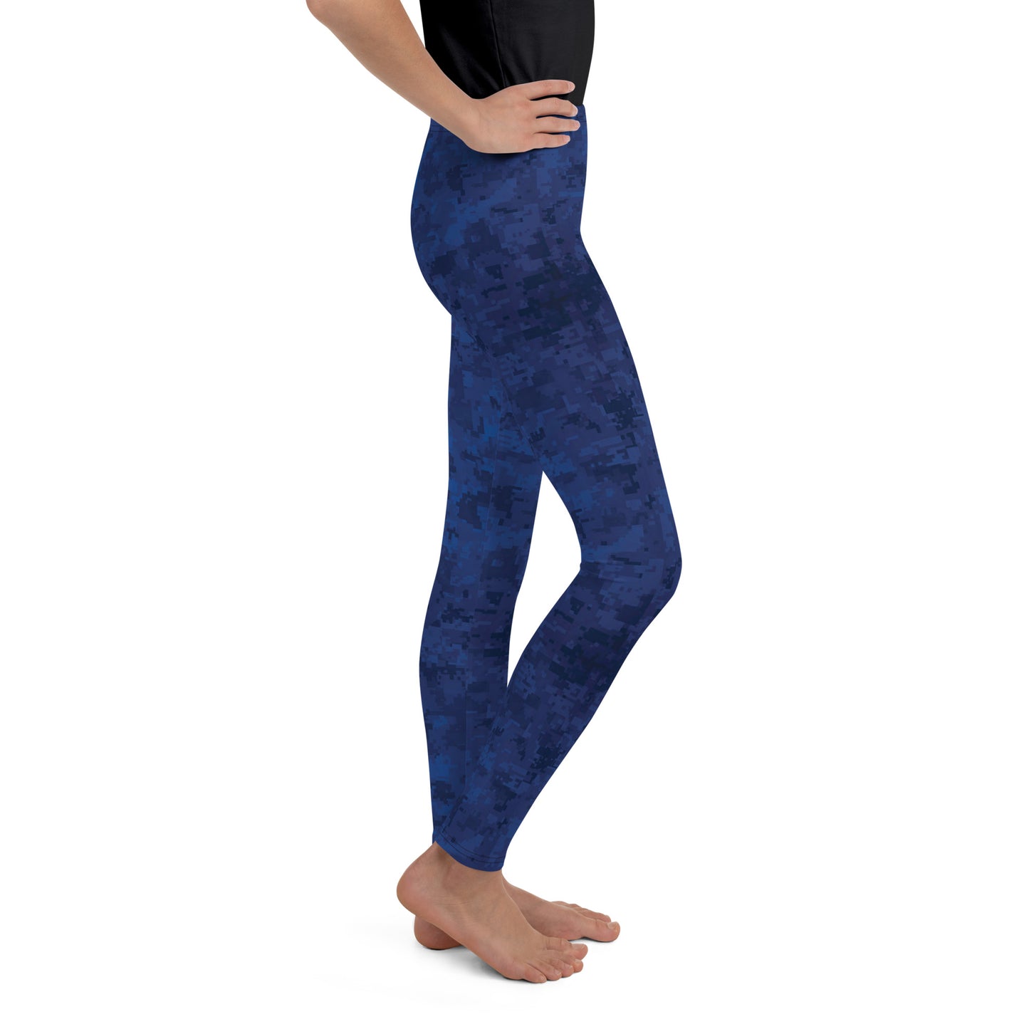 Youth Leggings - Blue Camouflage