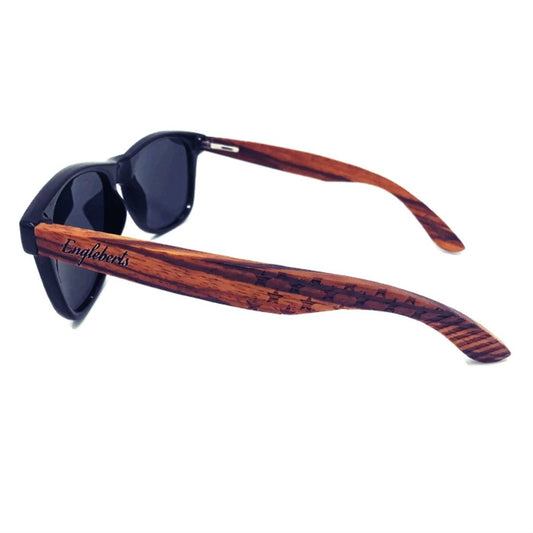 Zebrawood Sunglasses, Stars and Bars, Polarized, Handcrafted