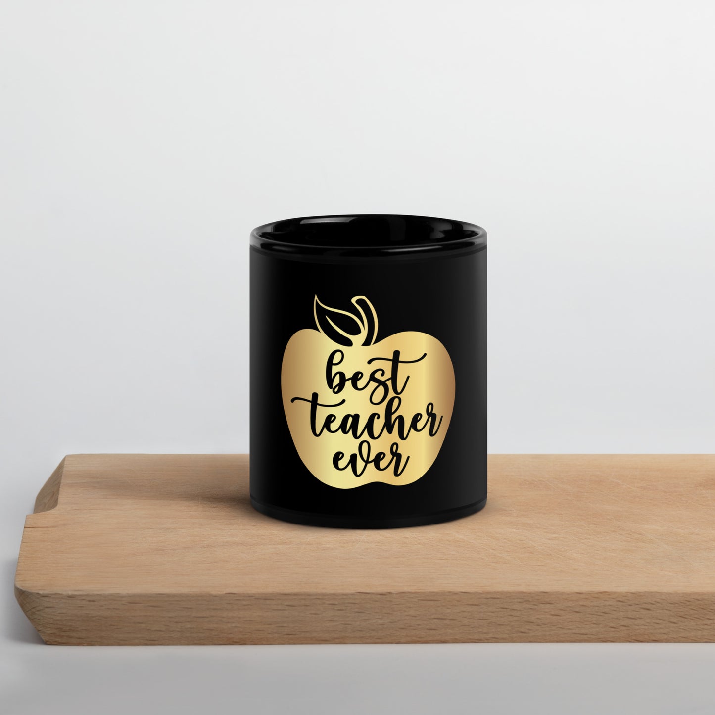 Black Glossy Mug -  Best Teacher Ever Golden Apple