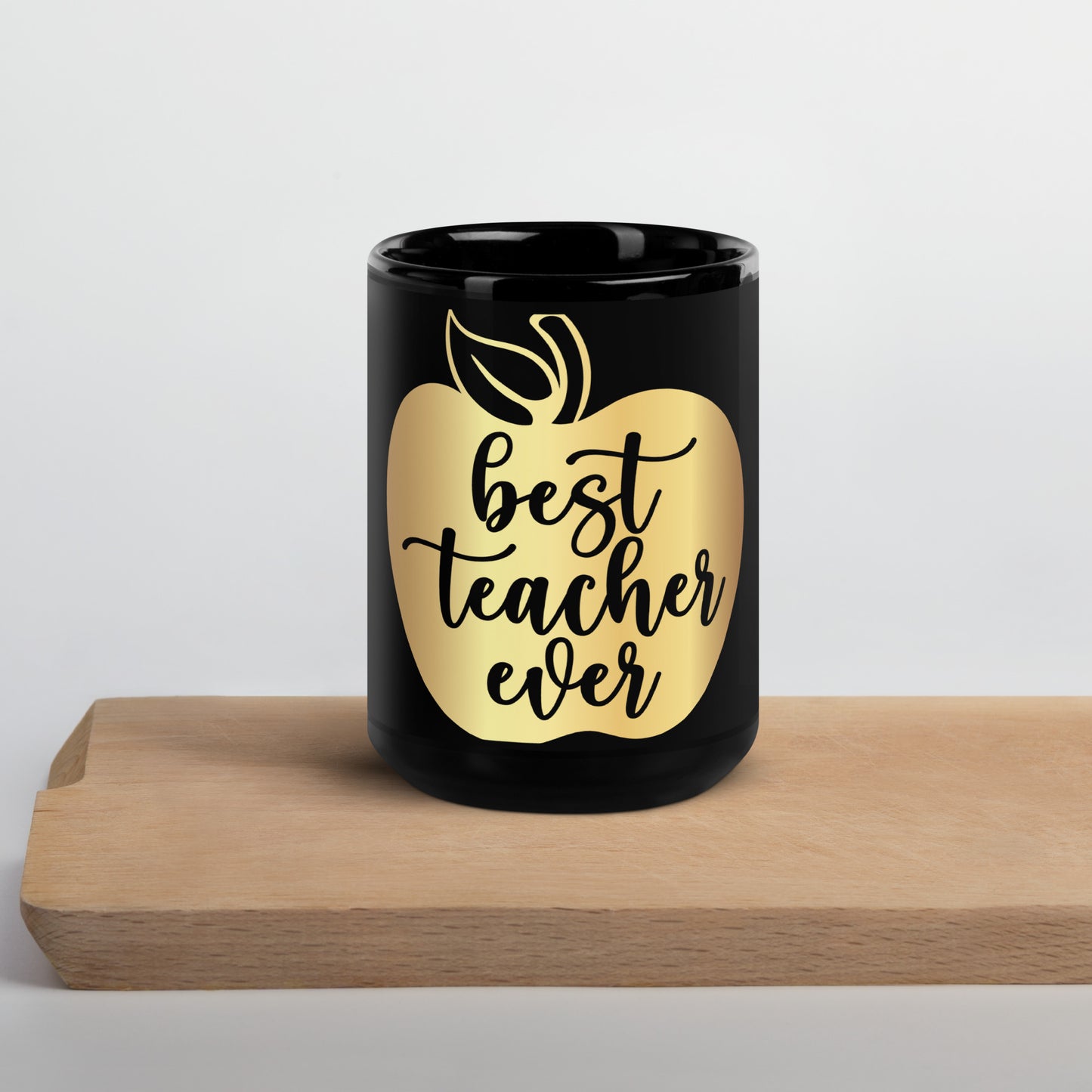 Black Glossy Mug -  Best Teacher Ever Golden Apple