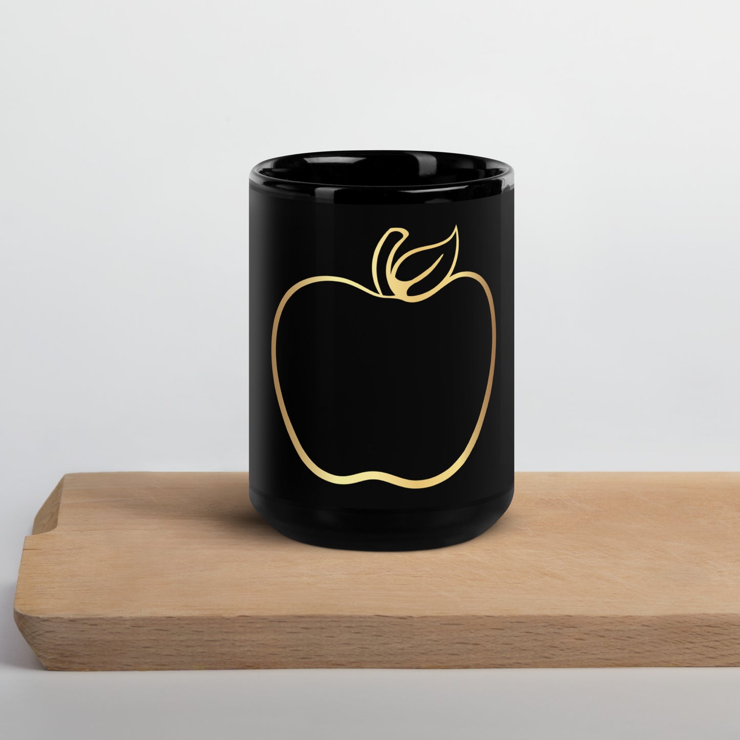 Black Glossy Mug - Teacher Gold Outline Apple
