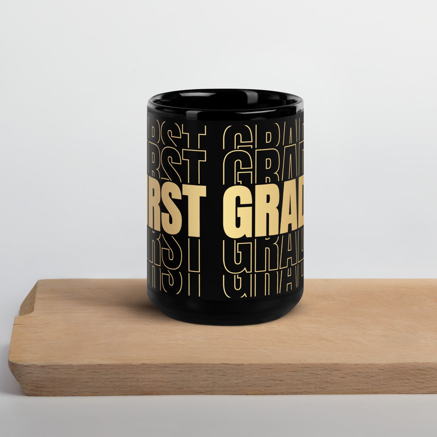 Black Glossy Mug - Teacher First Grade in Gold