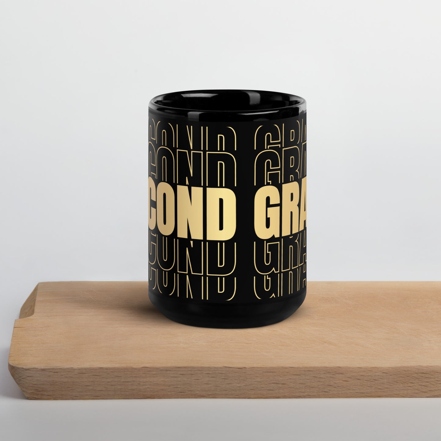 Black Glossy Mug - Teacher Second Grade in Gold