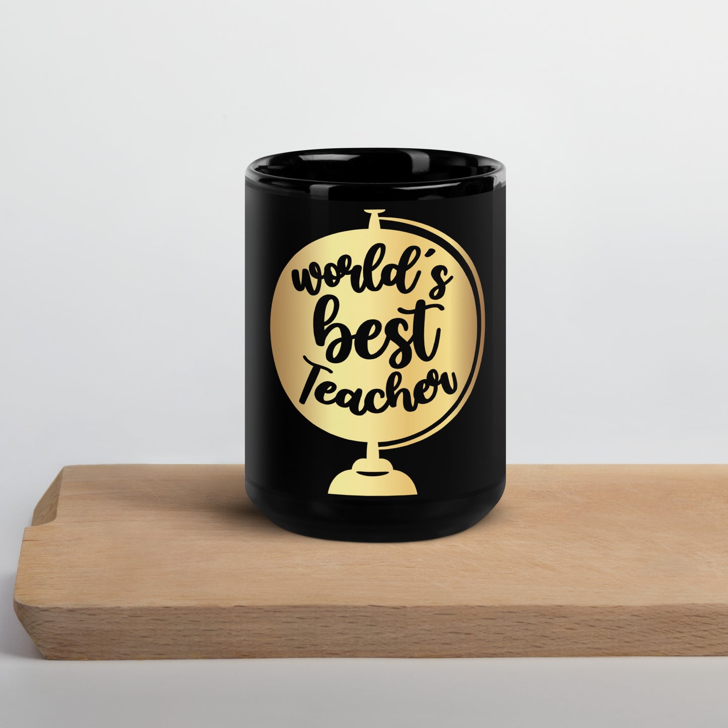 Black Glossy Mug - World's Best Teacher Golden Globe
