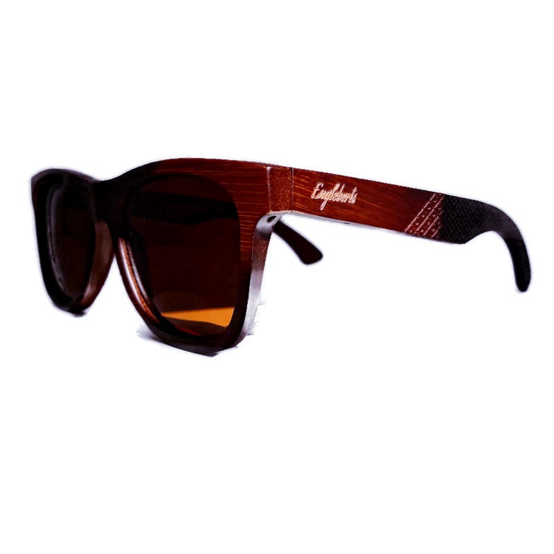 Sienna Wooden Sunglasses With Bamboo Case, Tea Polarized Lenses