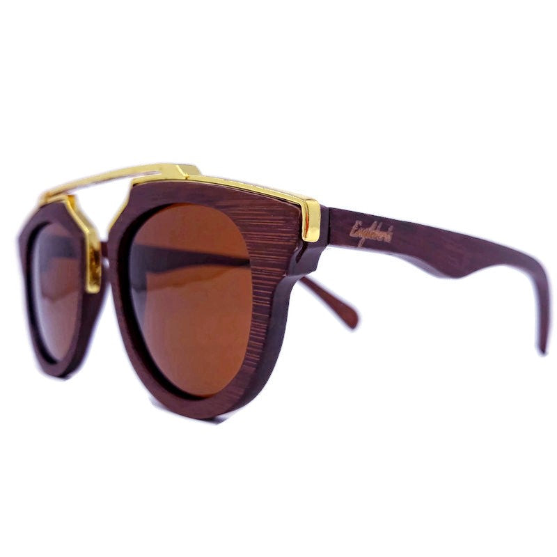Cherry Wood Full Frame, Polarized with Gold Trim and Bamboo Case