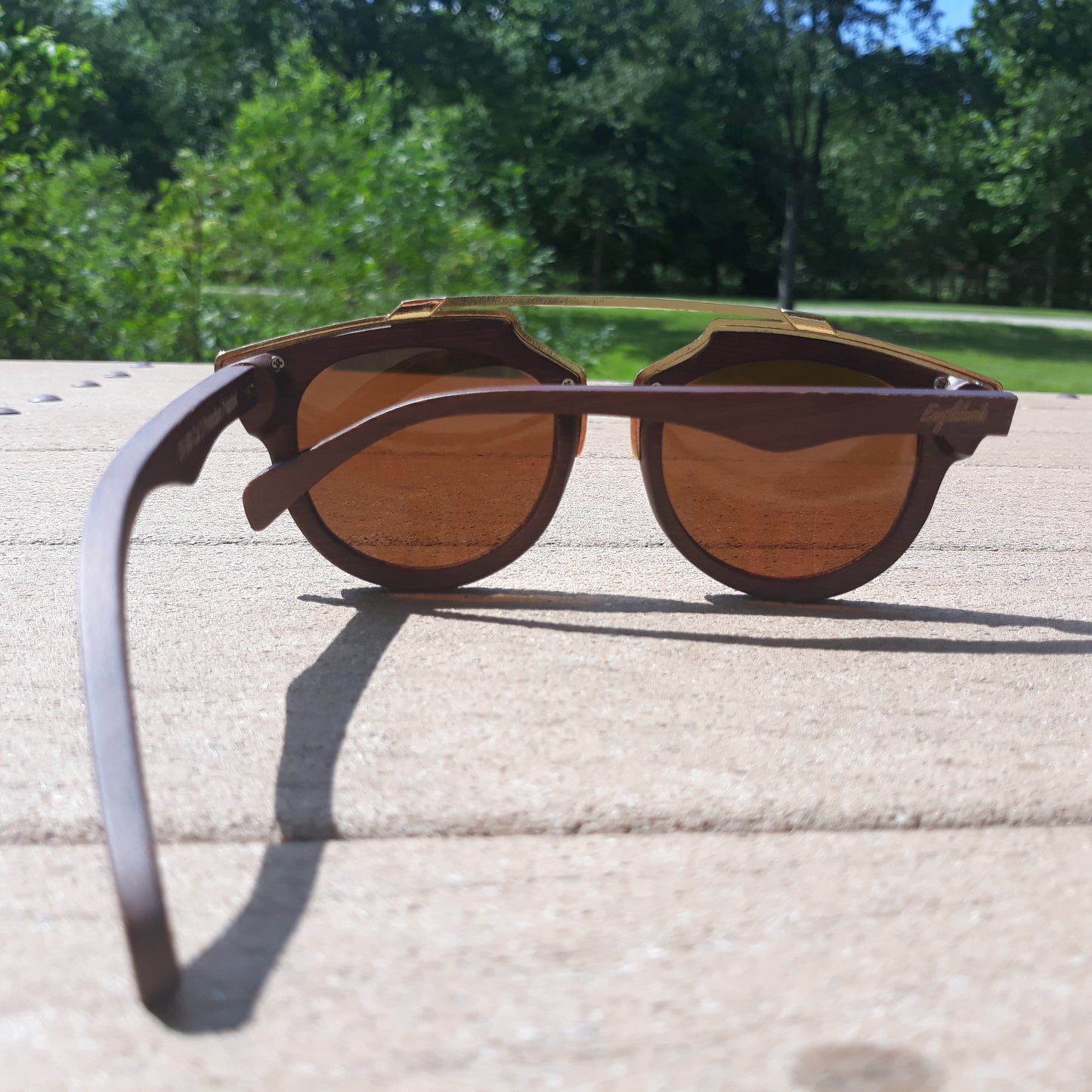 Cherry Wood Full Frame, Polarized with Gold Trim and Bamboo Case