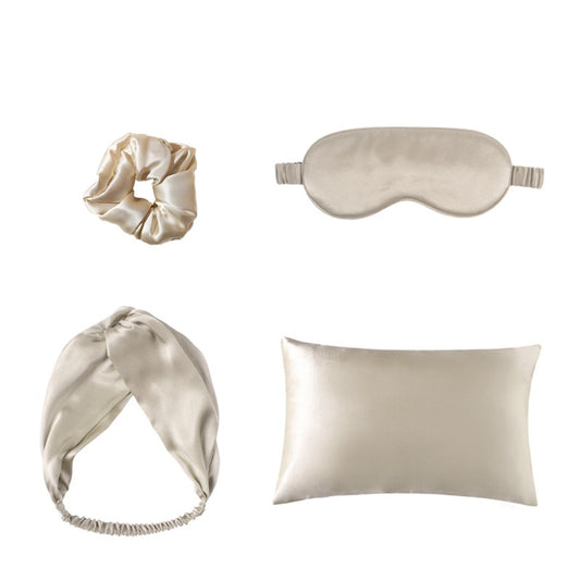 Double-sided Silk Eye Mask Pillowcase Hair Tie Four-piece Set