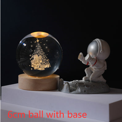 3D Crystal Ball Night Light Solar System Cosmic Theme LED Decoration Light Wooden Base Astronomy Nightlights Birthday Gift