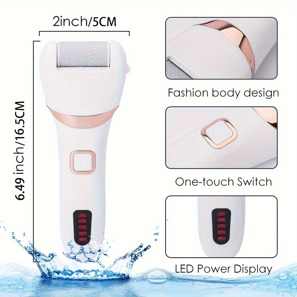 Electric Foot Grinder And Callus Remover, Electric Foot Polisher, Rechargeable Foot Washing And Pedicure Kit, Suitable For Cracked Heels And Dead Skin, With 3 Roller Heads
