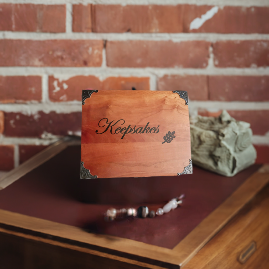 CaBougieDo® Solid Cherry Wood Keepsake Box with Brass Antique Hinges & Legs (Large Size: 8" x 10" x 2.5")