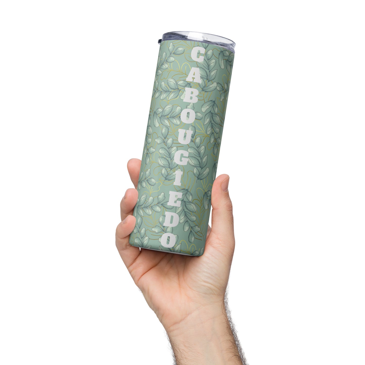 Stainless steel tumbler - CaBougieDo Green & White Leafs