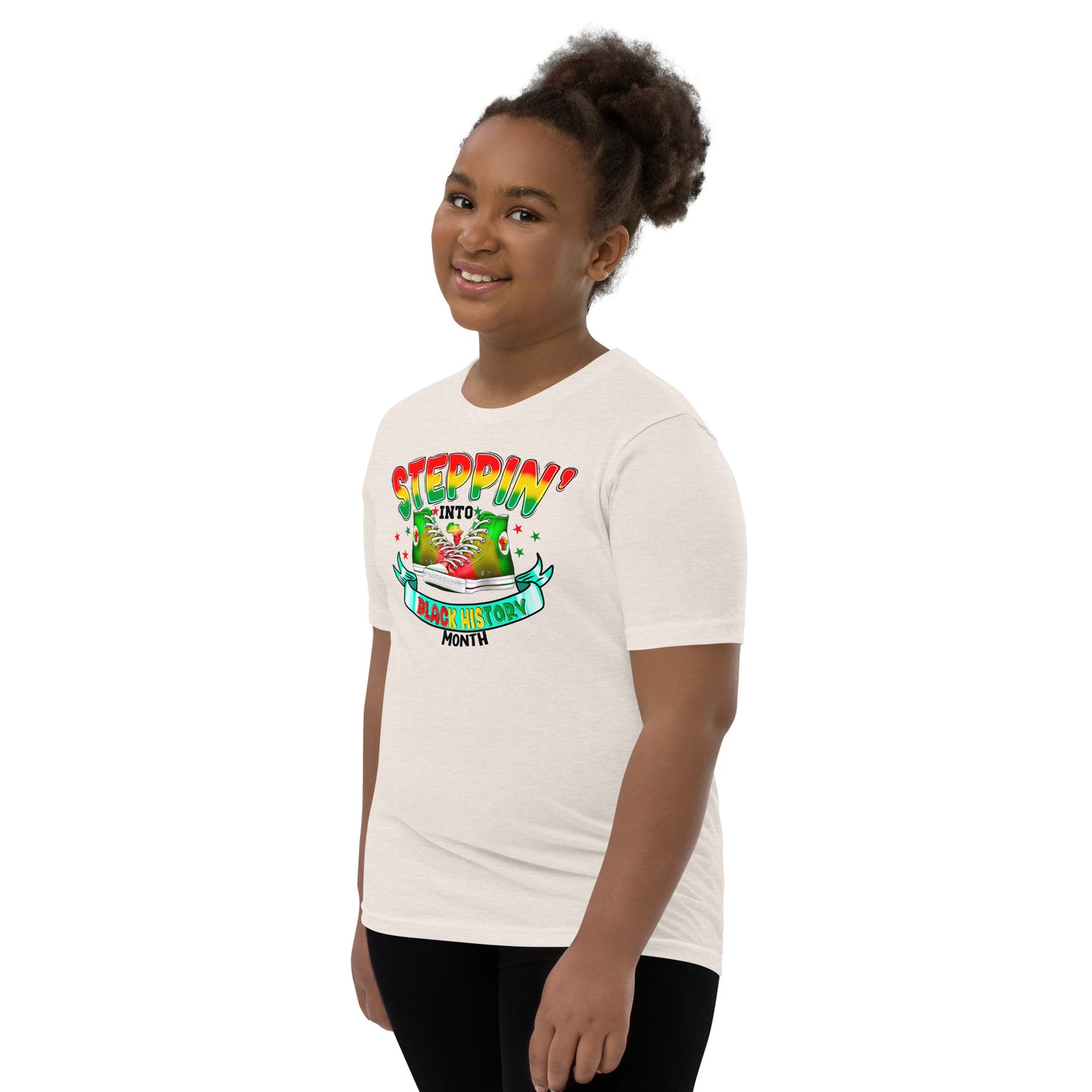 Youth Short Sleeve T-Shirt- Steppin Into Black History Month