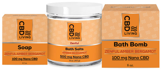 CBD Bath Bomb, Salt & Soap 500 mg Trio Set - Amber Bergamot